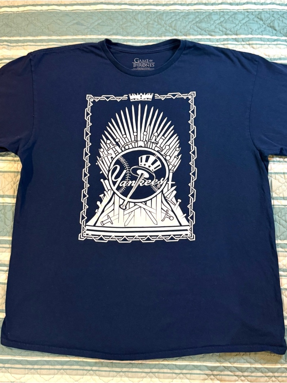 Game Of Thrones x New York Yankees MLB Blue T-Shirt Size XL